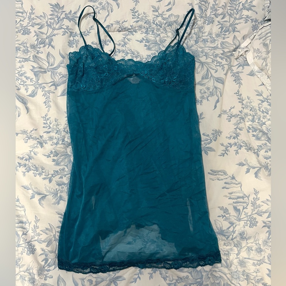 Vintage Victoria's Secret Teal Lace Lingerie/Nightgown
